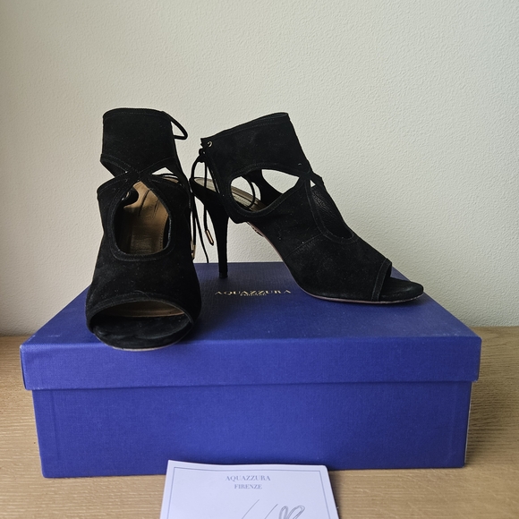 Aquazzura Black Suede Women's Heels - Picture 1 of 9